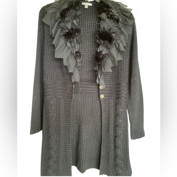 Cache Black Ruffled Cardigan - Picture 8 of 16
